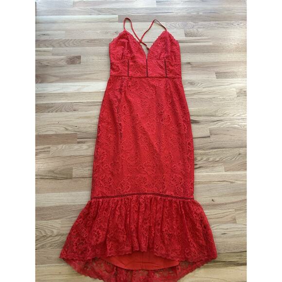 NWT Lovers & Friends Lace Midi Dress Evening Bloom Size Large Mermaid Tango - Picture 2 of 13